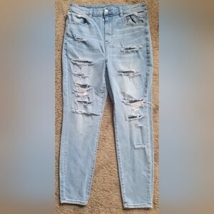American Eagle Outfitters Light Blue Ripped Skinny Jeans